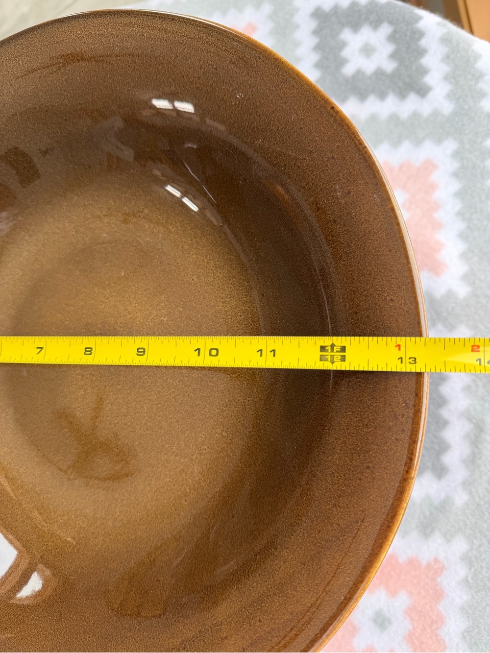 NEW Partylite Sahara Sands Ceramic Pedestal Bowl Dark Green Brown 13” diameter - Picture 5 of 9